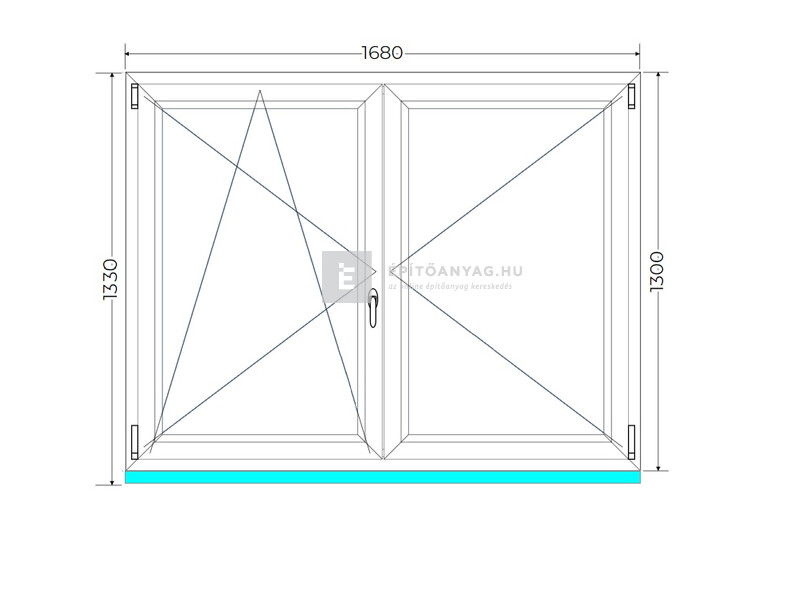 Königablak Veka 70 AD 3r üv NY-BNY 170x135 cm bal fehér kétszárnyú váltószárnyas ablak