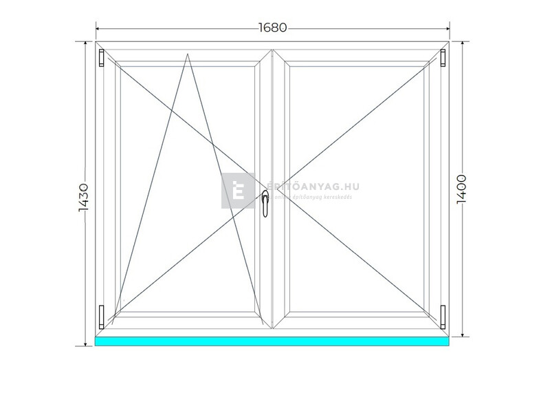 Königablak Veka 70 AD 3r üv NY-BNY 170x145 cm bal fehér kétszárnyú váltószárnyas ablak