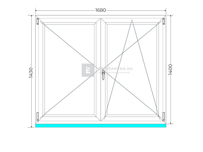 Königablak Veka 70 AD 3r üv NY-BNY 170x145 cm jobb fehér kétszárnyú váltószárnyas ablak