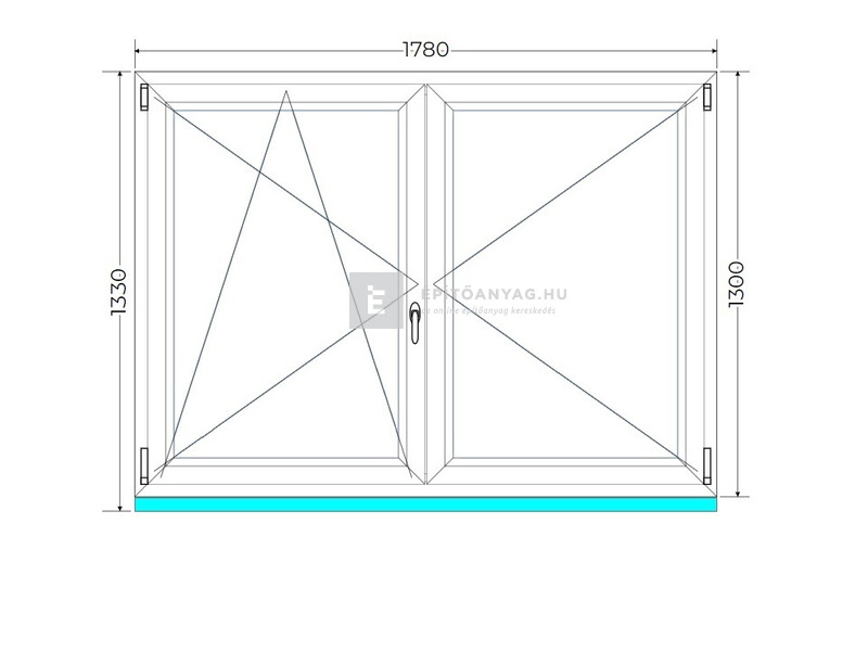 Königablak Veka 70 AD 3r üv NY-BNY 180x135 cm bal fehér kétszárnyú váltószárnyas ablak