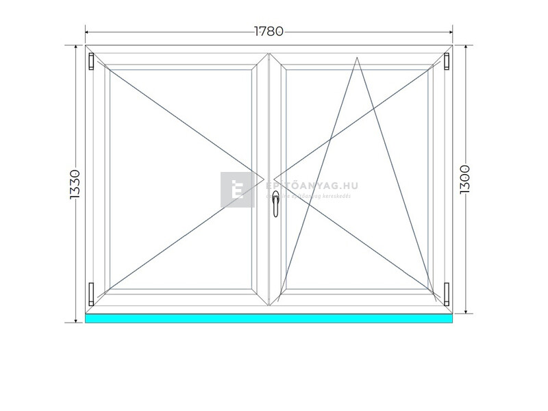 Königablak Veka 70 AD 3r üv NY-BNY 180x135 cm jobb fehér kétszárnyú váltószárnyas ablak