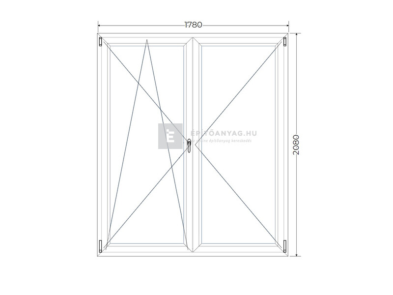 Königablak Veka 70 AD 3r üv NY-BNY 180x210 cm bal fehér kétszárnyú váltószárnyas erkélyajtó