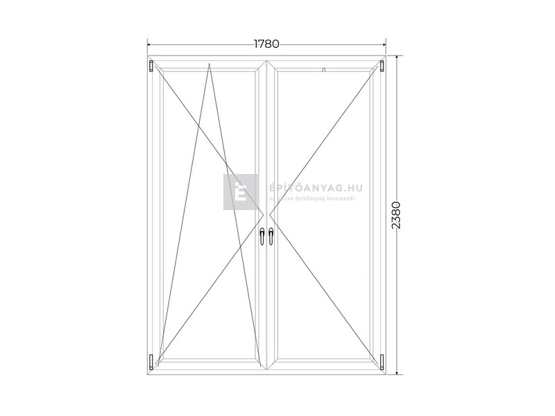Königablak Veka 70 AD 3r üv NY-BNY 180x240 cm bal fehér kétszárnyú váltószárnyas erkélyajtó