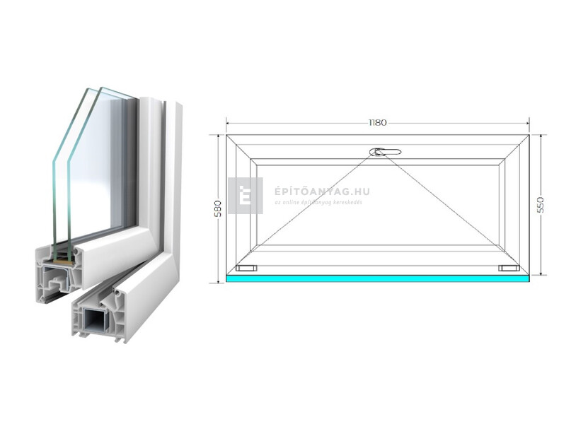 Königablak Veka 76 MD 2r üv B 120x60 cm fehér ablak