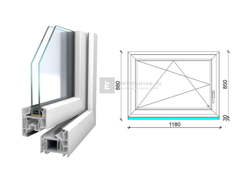 Königablak Veka 76 MD 2r üv BNY 120x90 cm bal fehér ablak