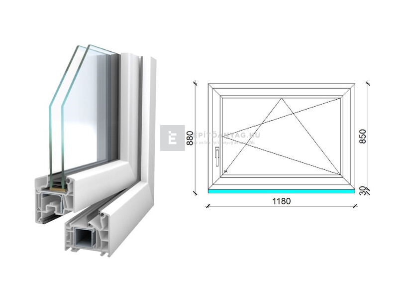 Königablak Veka 76 MD 2r üv BNY 120x90 cm jobb fehér ablak