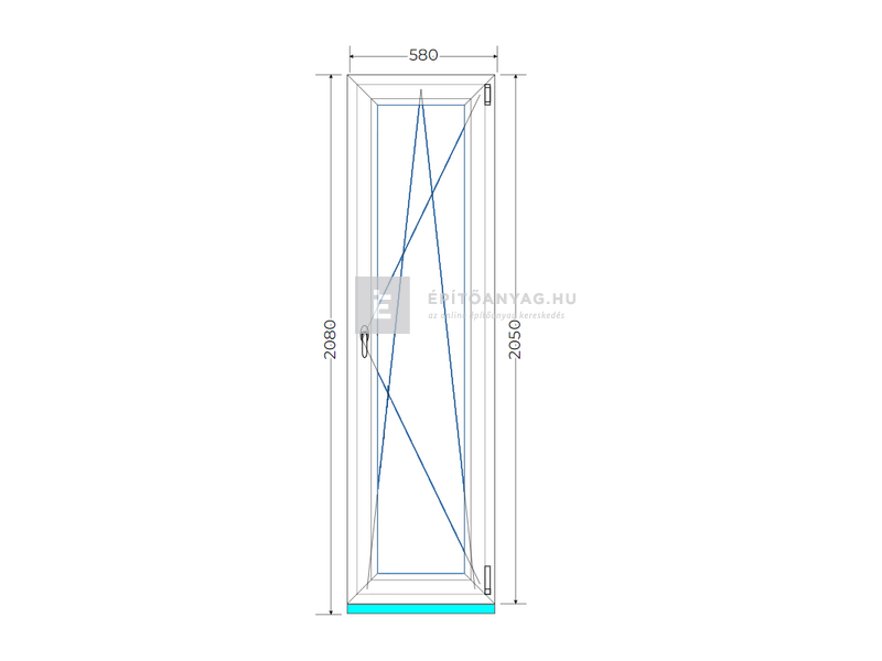 Königablak Veka 76 MD 2r üv BNY 60x210 cm jobb fehér ablak