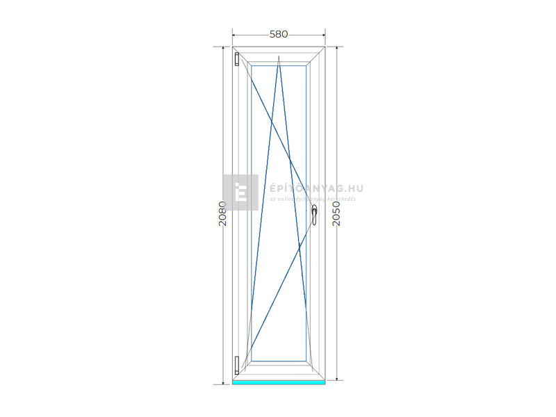 Königablak Veka 76 MD 2r üv BNY 60x210 cm bal fehér ablak