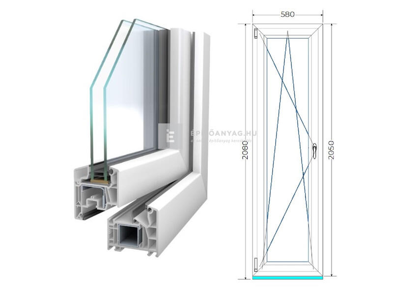 Königablak Veka 76 MD 2r üv BNY 60x210 cm bal fehér ablak