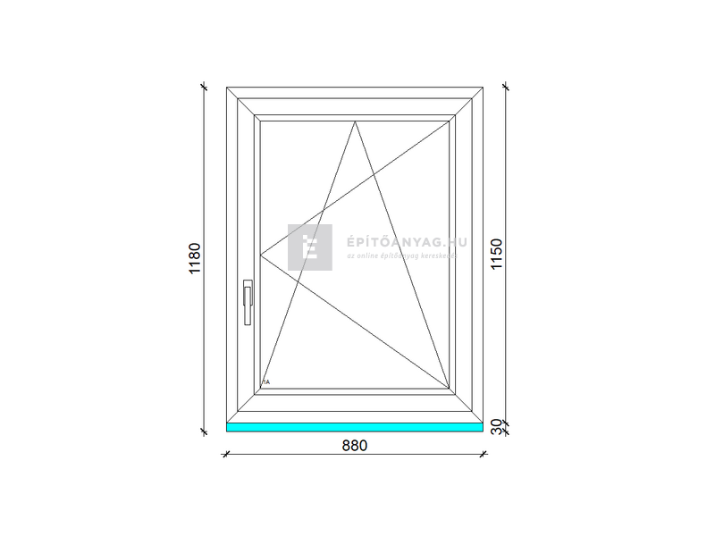 Königablak Veka 76 MD 2r üv BNY 90x120 cm jobb fehér ablak