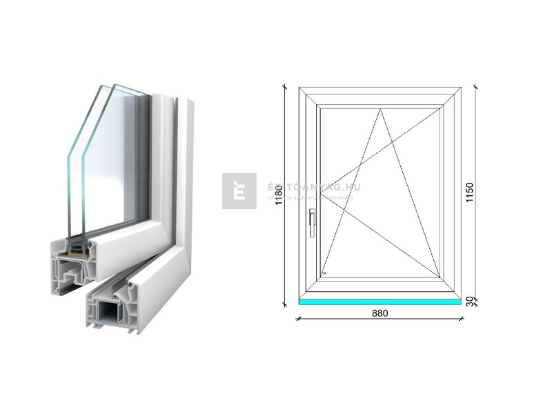 Königablak Veka 76 MD 2r üv BNY 90x120 cm jobb fehér ablak