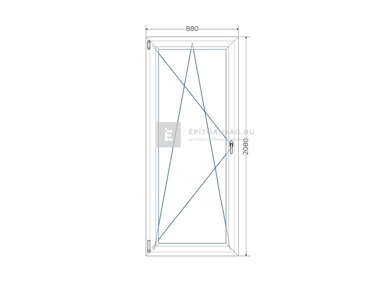 Königablak Veka 76 MD 2r üv BNY 90x210 cm bal fehér erkélyajtó