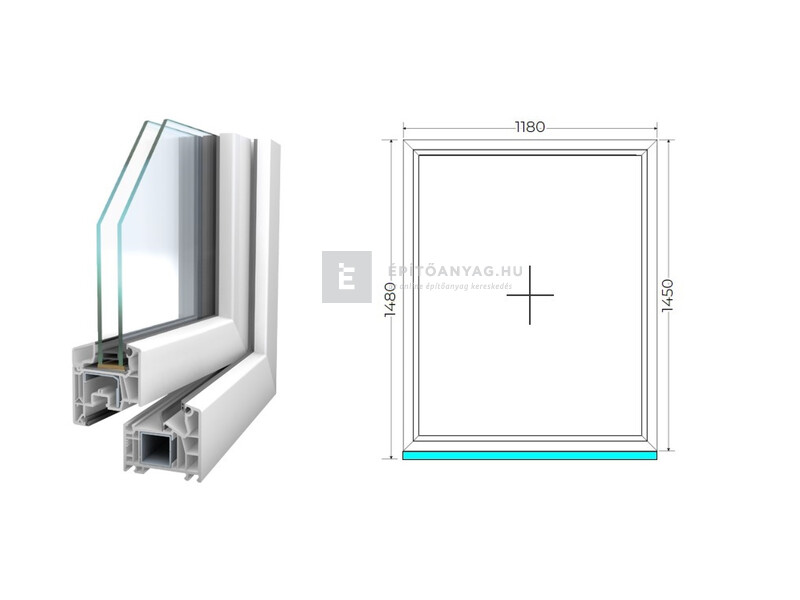 Königablak Veka 76 MD 2r üv FIX 120x150 cm fehér ablak