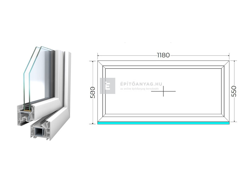 Königablak Veka 76 MD 2r üv FIX 120x60 cm fehér ablak