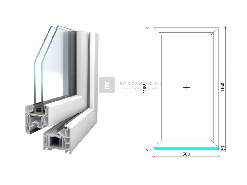 Königablak Veka 76 MD 2r üv FIX 60x120 cm fehér ablak