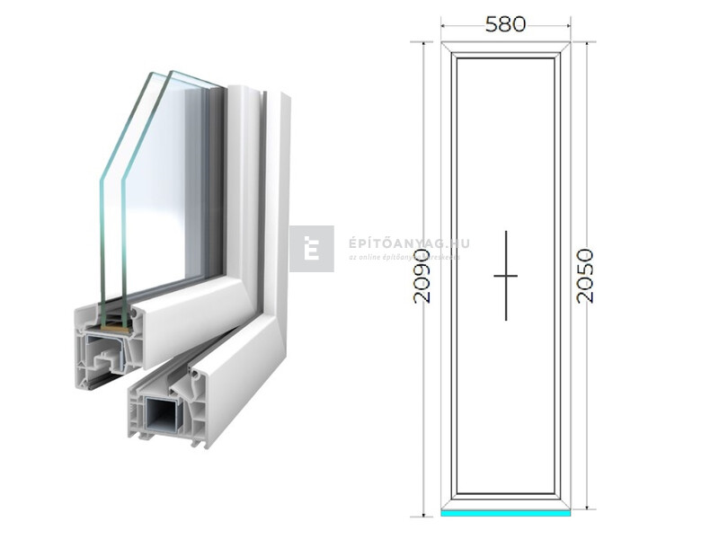 Königablak Veka 76 MD 2r üv FIX 60x210 cm fehér ablak