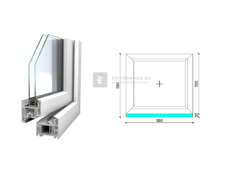 Königablak Veka 76 MD 2r üv FIX 60x60 cm fehér ablak