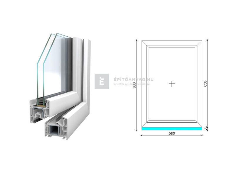 Königablak Veka 76 MD 2r üv FIX 60x90 cm fehér ablak