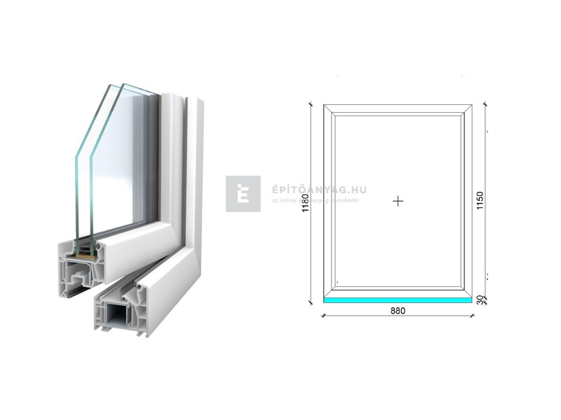 Königablak Veka 76 MD 2r üv FIX 90x120 cm fehér ablak