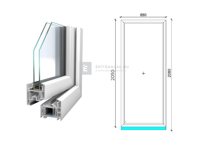 Königablak Veka 76 MD 2r üv FIX 90x210 cm fehér ablak