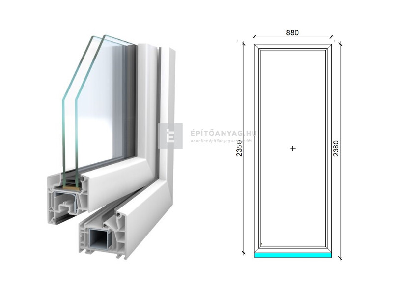 Königablak Veka 76 MD 2r üv FIX 90x240 cm fehér ablak