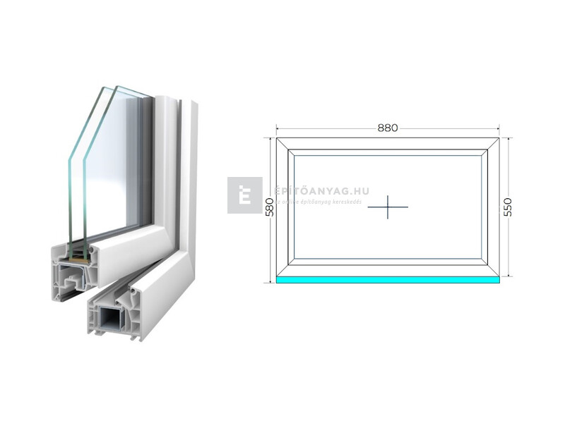 Königablak Veka 76 MD 2r üv FIX 90x60 cm fehér ablak