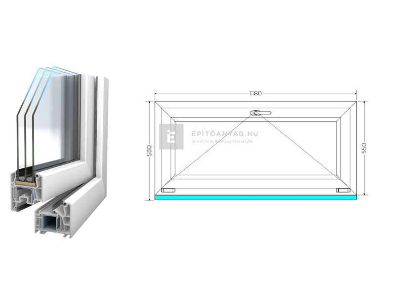 Königablak Veka 76 MD 3r üv B 120x60 cm fehér ablak