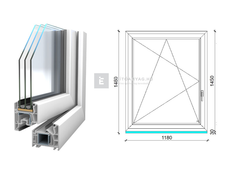 Königablak Veka 76 MD 3r üv BNY 120x150 cm bal fehér ablak