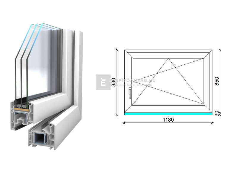 Königablak Veka 76 MD 3r üv BNY 120x90 cm jobb fehér ablak