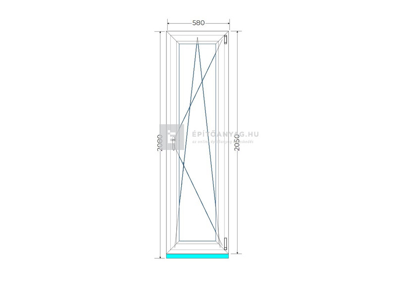 Königablak Veka 76 MD 3r üv BNY 60x210 cm jobb fehér ablak