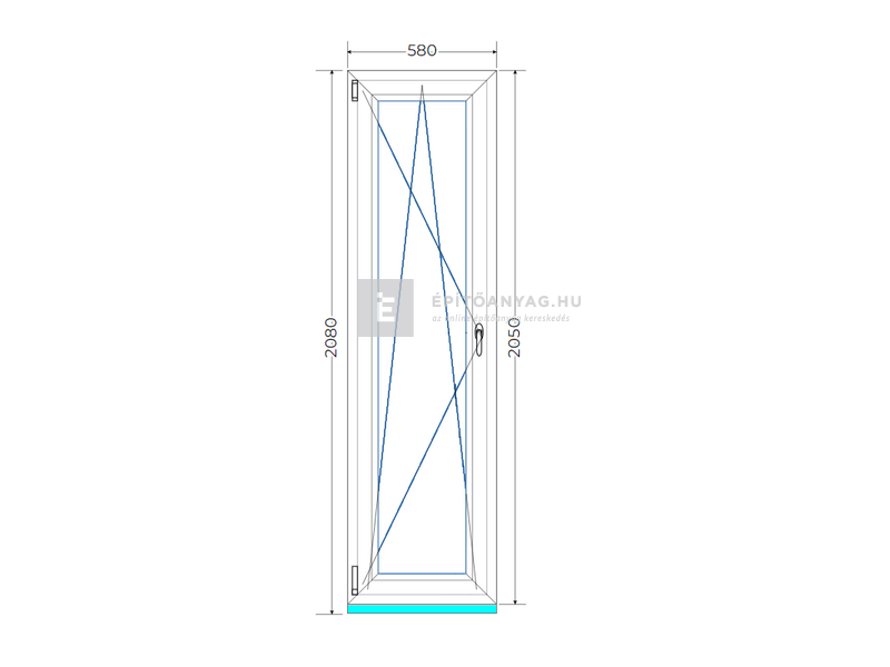 Königablak Veka 76 MD 3r üv BNY 60x210 cm bal fehér ablak