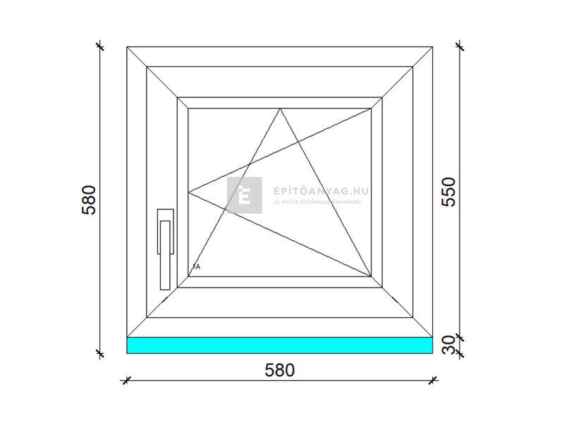 Königablak Veka 76 MD 3r üv BNY 60x60 cm jobb fehér ablak