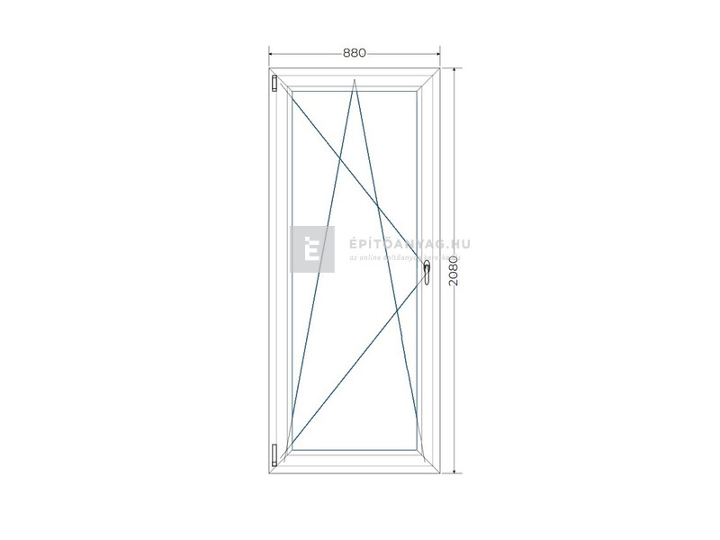 Königablak Veka 76 MD 3r üv BNY 90x210 cm bal fehér erkélyajtó