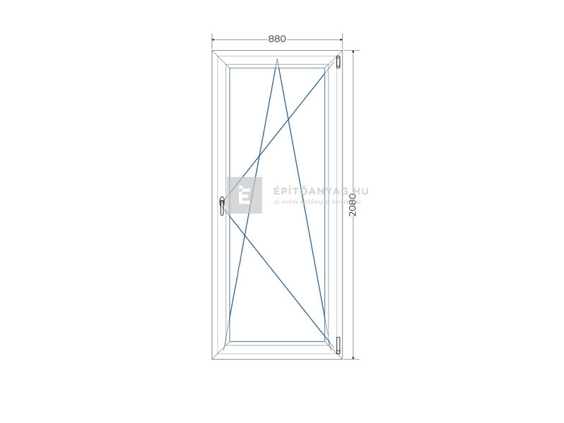 Königablak Veka 76 MD 3r üv BNY 90x210 cm jobb fehér erkélyajtó