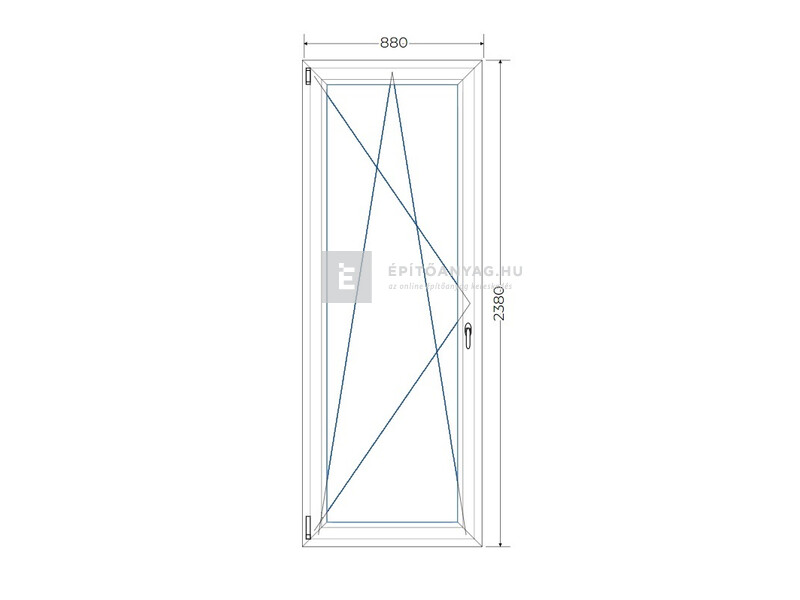 Königablak Veka 76 MD 3r üv BNY 90x240 cm bal fehér erkélyajtó