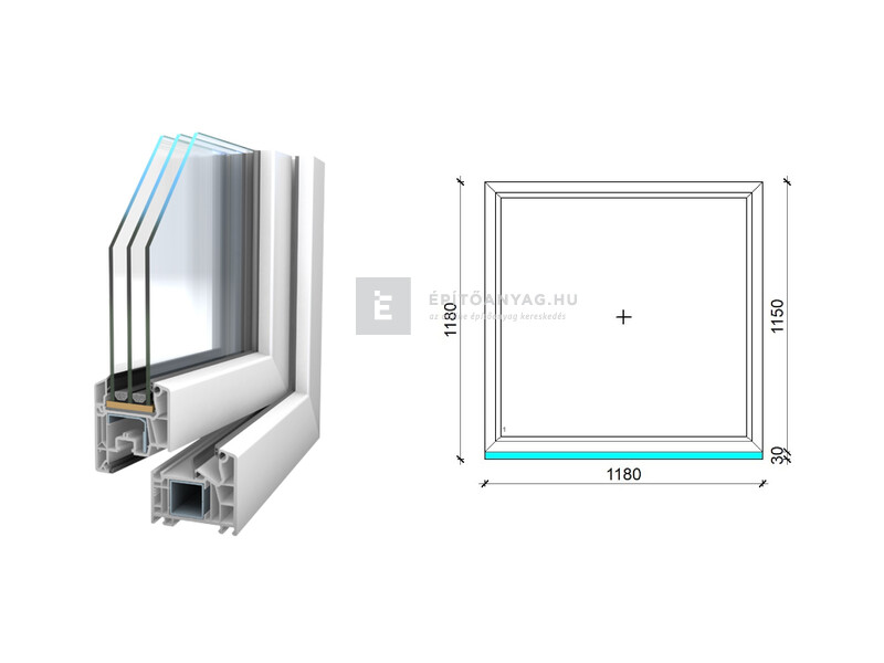 Königablak Veka 76 MD 3r üv FIX 120x120 cm fehér ablak