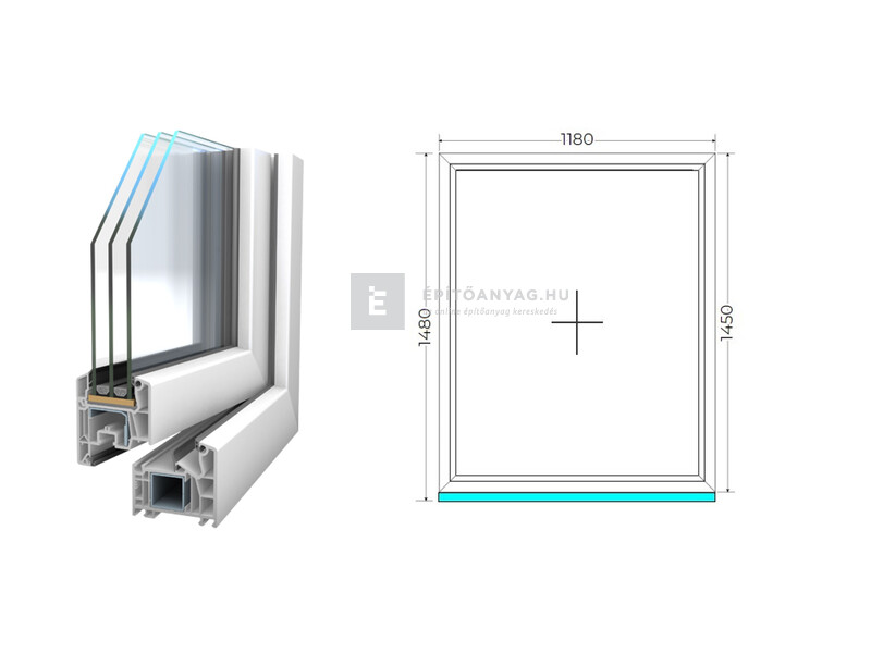 Königablak Veka 76 MD 3r üv FIX 120x150 cm fehér ablak