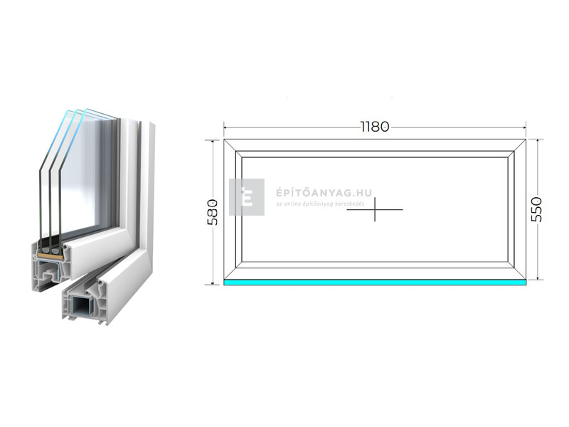 Königablak Veka 76 MD 3r üv FIX 120x60 cm fehér ablak