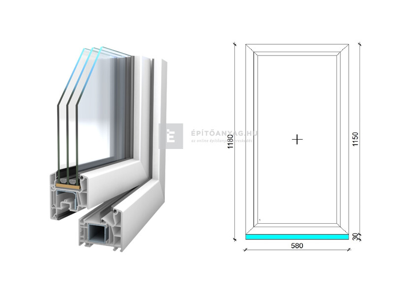 Königablak Veka 76 MD 3r üv FIX 60x120 cm fehér ablak