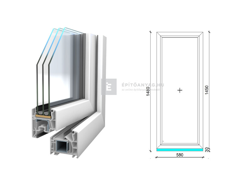 Königablak Veka 76 MD 3r üv FIX 60x150 cm fehér ablak