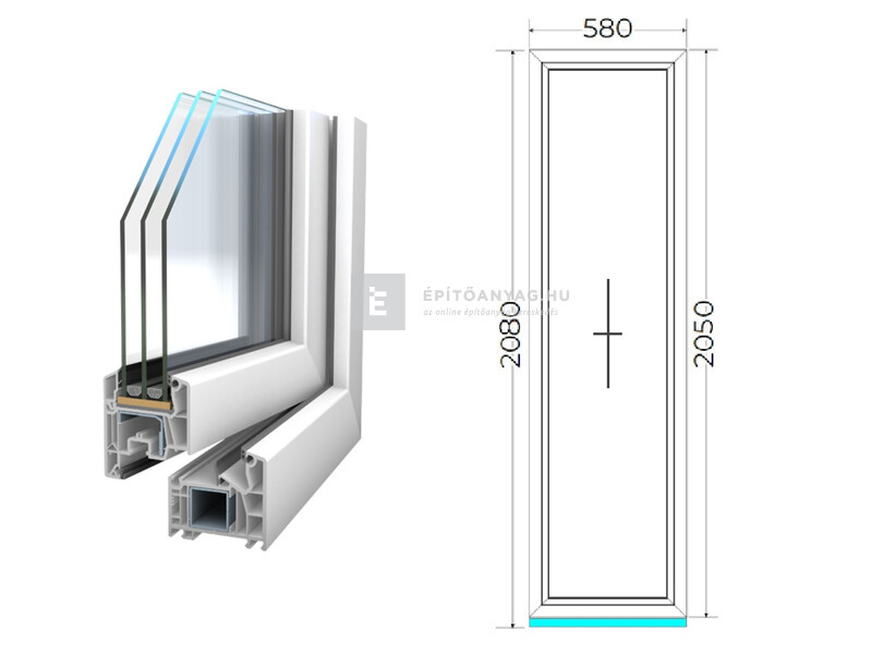 Königablak Veka 76 MD 3r üv FIX 60x210 cm fehér ablak