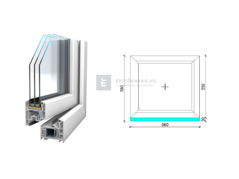 Königablak Veka 76 MD 3r üv FIX 60x60 cm fehér ablak