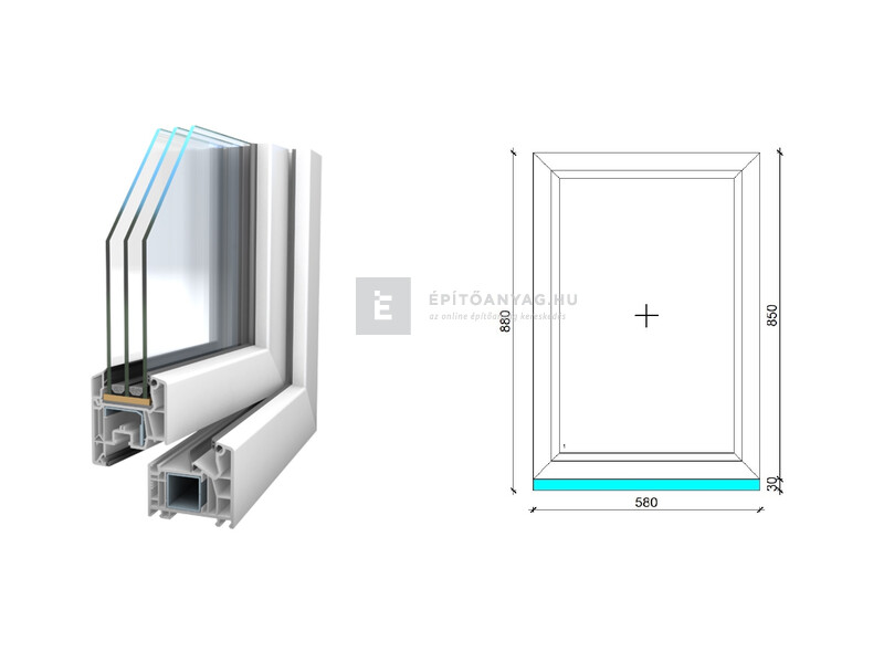 Königablak Veka 76 MD 3r üv FIX 60x90 cm fehér ablak