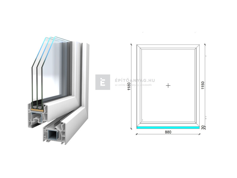 Königablak Veka 76 MD 3r üv FIX 90x120 cm fehér ablak