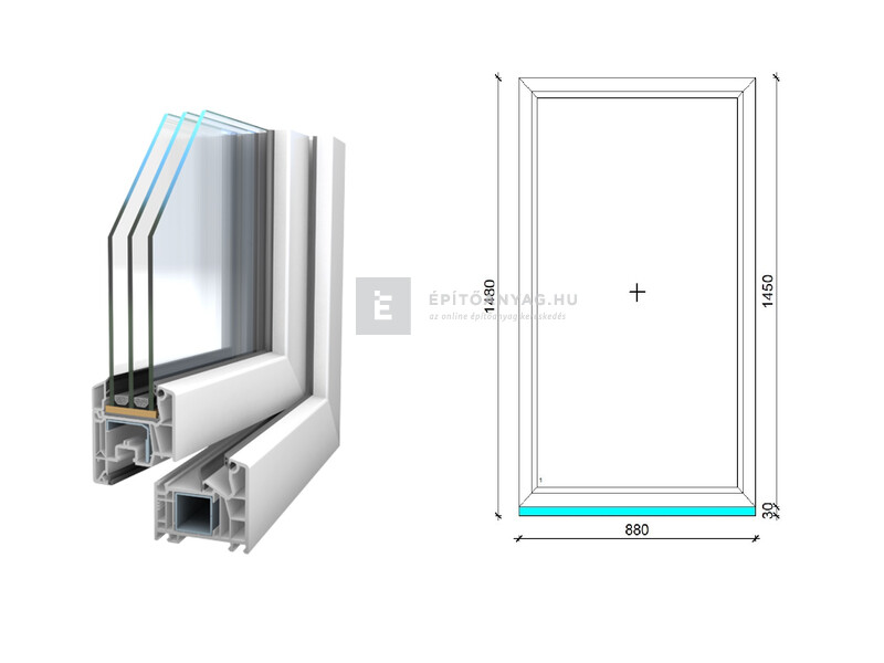 Königablak Veka 76 MD 3r üv FIX 90x150 cm fehér ablak