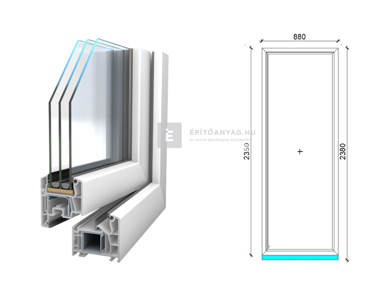 Königablak Veka 76 MD 3r üv FIX 90x240 cm fehér ablak