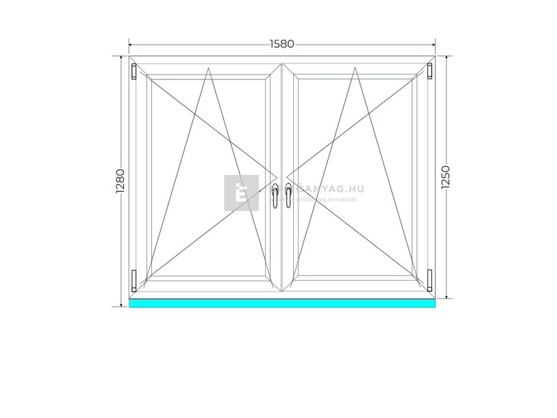 Königablak Veka 76 MD 2r üv BNY-BNY 160x130 cm fehér kétszárnyú tokosztott ablak