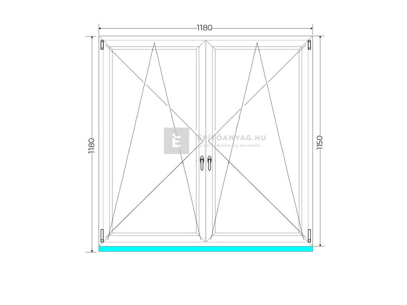 Königablak Veka 76 MD 3r üv BNY-BNY 120x120 cm fehér kétszárnyú tokosztott ablak