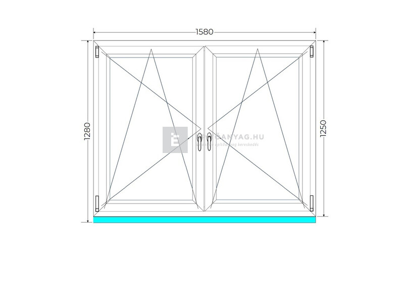 Königablak Veka 76 MD 3r üv BNY-BNY 160x130 cm fehér kétszárnyú tokosztott ablak