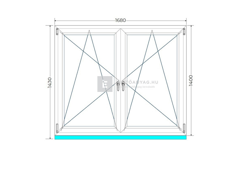 Königablak Veka 76 MD 3r üv BNY-BNY 170x145 cm fehér kétszárnyú tokosztott ablak